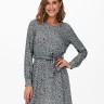 Сукня ONLANE LIFE L/S BELTED DRESS WVN 15242603-Stormy Sea-AOP:CURIOSA DITSY ONLY L Сірий 15242603-STORMY SEA-AOP:C