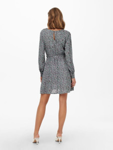 Сукня ONLANE LIFE L/S BELTED DRESS WVN 15242603-Stormy Sea-AOP:CURIOSA DITSY ONLY L Сірий 15242603-STORMY SEA-AOP:C
