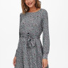 Сукня ONLANE LIFE L/S BELTED DRESS WVN 15242603-Stormy Sea-AOP:CURIOSA DITSY ONLY L Сірий 15242603-STORMY SEA-AOP:C