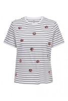 Футболка ONLKITA REG S/S LEFLEUR TOP BOX JRS 15254498-Bright White-Stripes:BLACK + PRINT FLOWER ONLY 15254498-Bright White-Str