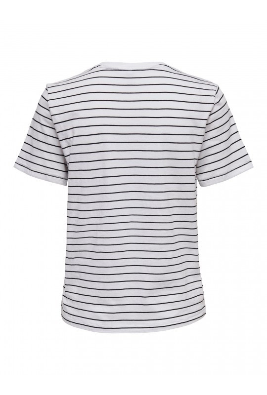 Футболка ONLKITA REG S/S LEFLEUR TOP BOX JRS 15254498-Bright White-Stripes:BLACK + PRINT FLOWER ONLY 15254498-Bright White-Str