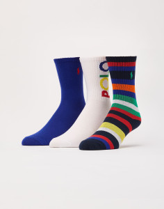 Шкарпетки BOYS RALPH LAUREN YOUTH LOGO STRIPED CREW SOCKS 3-PACK B61375BPK
