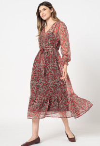 Сукня ONLIRENA LIFE L/S MIDI DRESS WVN 15243143-Urban Red-AOP:ROCKING PAISLEY ONLY L Червоний 15243143-URBAN RED-AOP:RO