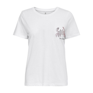 Футболка ONLKITA LIFE REG S/S TOP BOX JRS 15231603-Bright White-Print: CRAB ONLY M Білий 15231603-BRIGHT WHITE-PRI