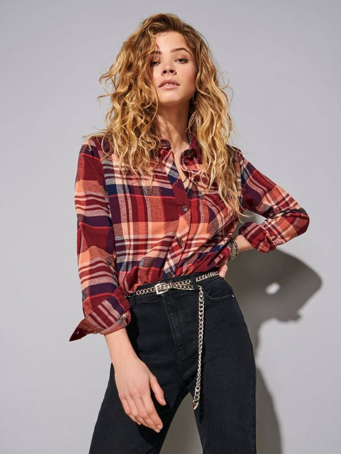 Сорочка ONLRILEY DNM CHECK SHIRT QYT 15244457-Oxblood Red ONLY M Червоний 15244457-Oxblood Red