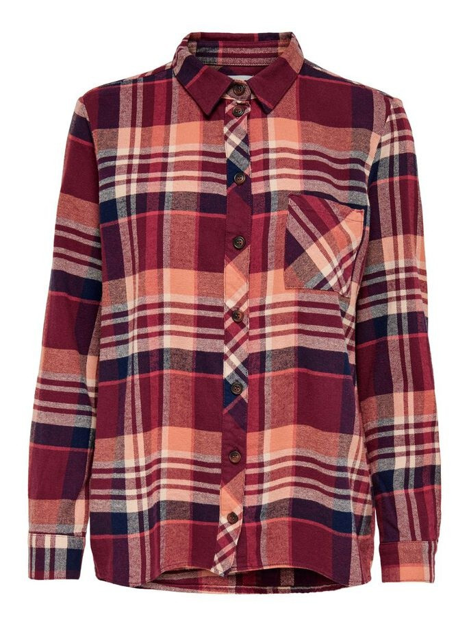 Сорочка ONLRILEY DNM CHECK SHIRT QYT 15244457-Oxblood Red ONLY M Червоний 15244457-Oxblood Red