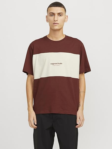 Футболка Jack & Jones JORVESTER BLOCK TEE SS CREW STYD AW24 12277742-BrandyBrown Anti