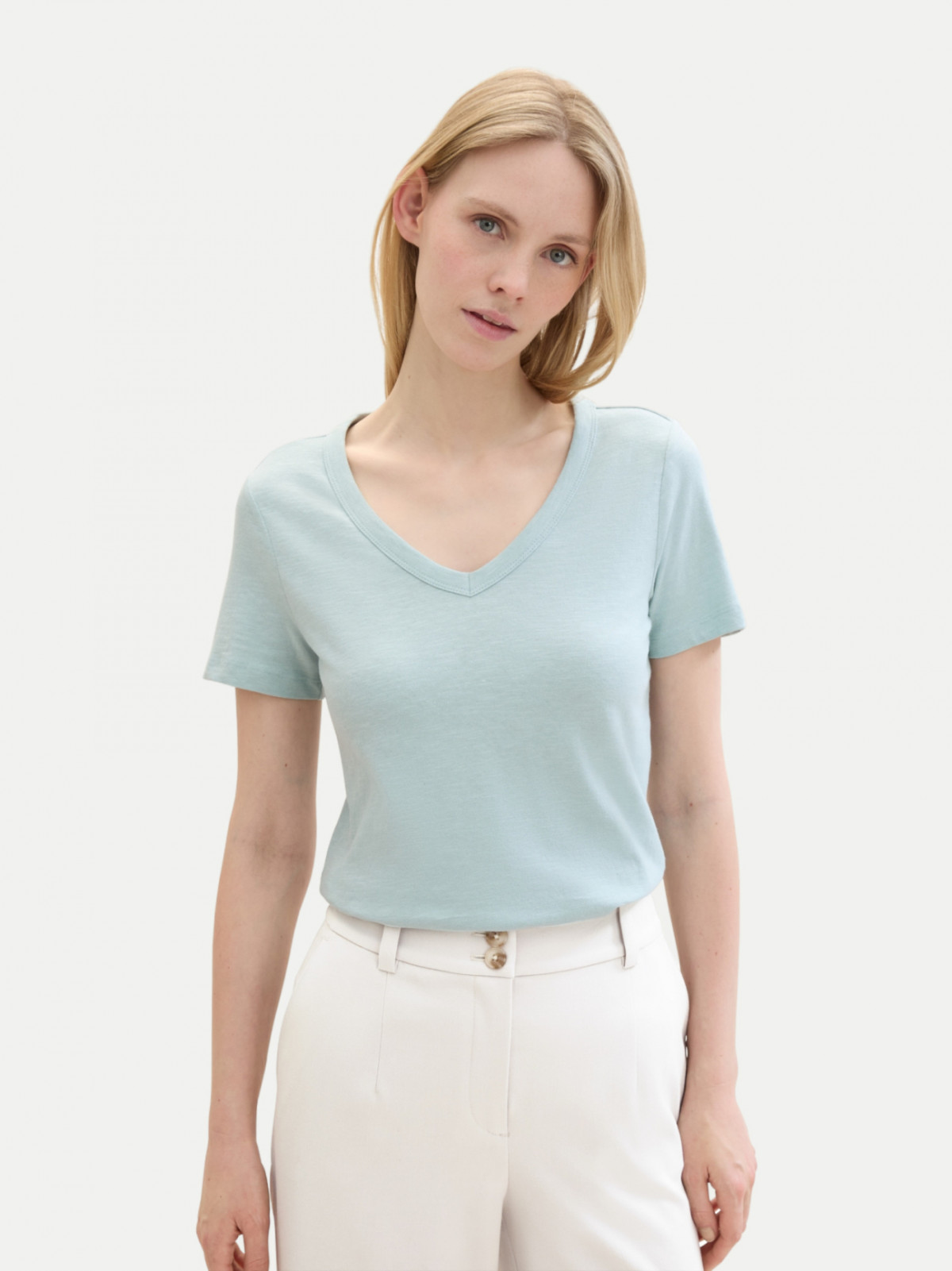 Футболка Organic cotton t-shirt 1041533ХХ30463 Tom Tailor L Блакитний 1041533ХХ304463