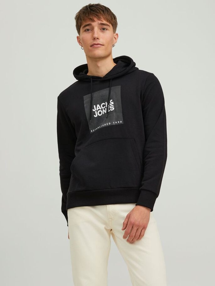 Худі JJLOCK SWEAT HOOD 12213245-Black SMALL Jack&Jones M Чорний 12213245-Black SMALL