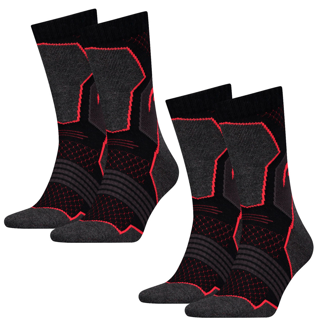Шкарпетки Head HIKING CREW 2PPK  UNISEX чорний, червоний Уні 39-42 781001001-232
