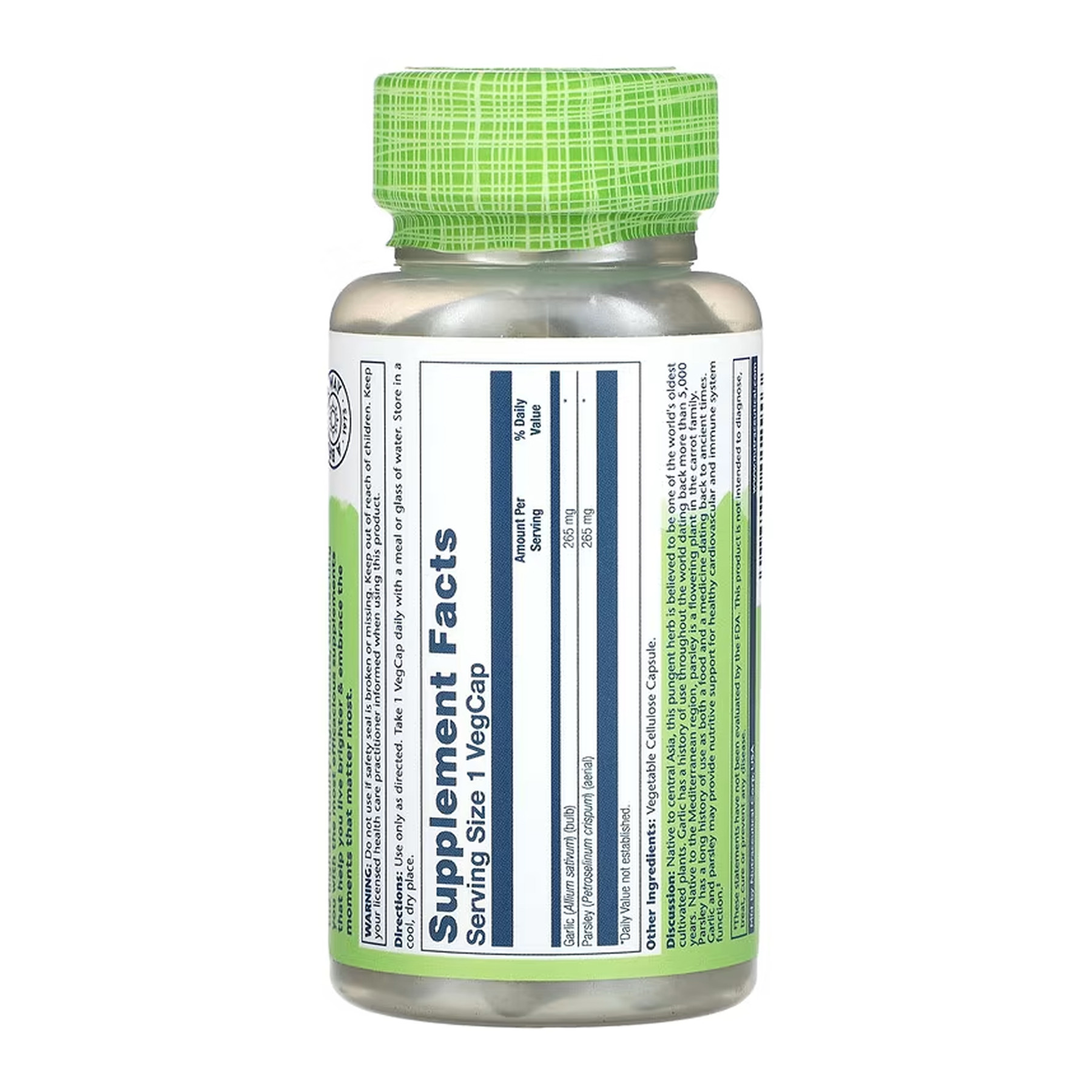 Капсули Solaray Garlic Parsley 530mg - 100 vcaps 2023-10-6719