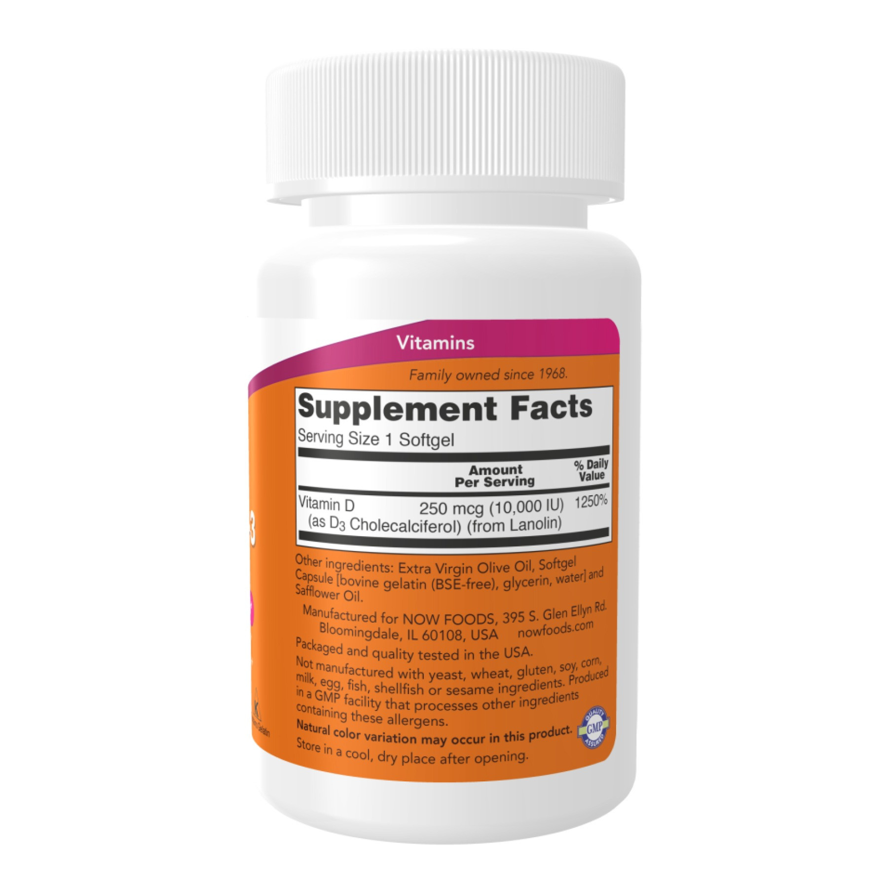 Софт гелеві капсули Now Foods Vitamin D-3 10,000 IU - 30 softgels 2023-10-4727
