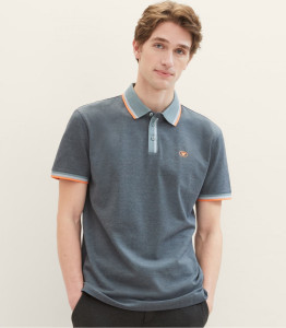 Поло POLO WITH DETAILED COLLAR 1040822-35198 Tom Tailor L Темно-сірий 1040822-35198