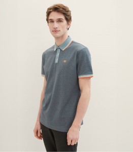 Поло POLO WITH DETAILED COLLAR 1040822-35198 Tom Tailor L Темно-сірий 1040822-35198