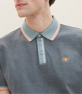 Поло POLO WITH DETAILED COLLAR 1040822-35198 Tom Tailor L Темно-сірий 1040822-35198