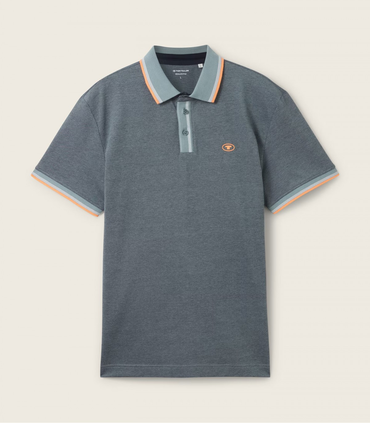 Поло POLO WITH DETAILED COLLAR 1040822-35198 Tom Tailor L Темно-сірий 1040822-35198