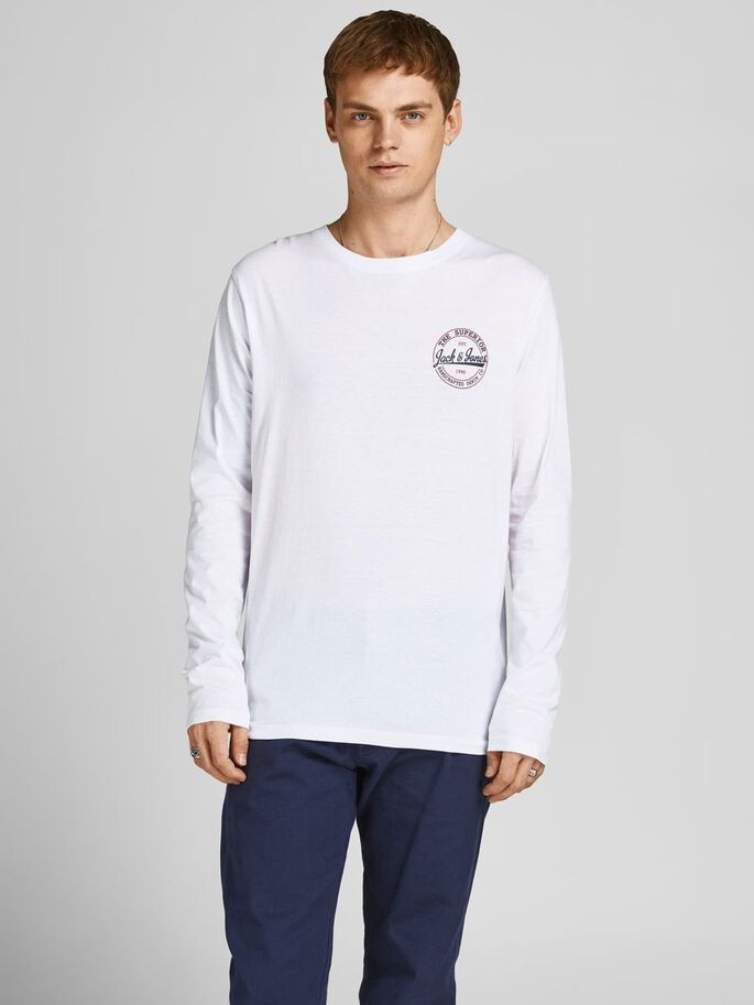 Футболка з довгими рукавами JJBRAT TEE LS 12200518-White-Fit:Standard fit Jack&Jones XL Білий 12200518-WHITE-FIT:STANDA