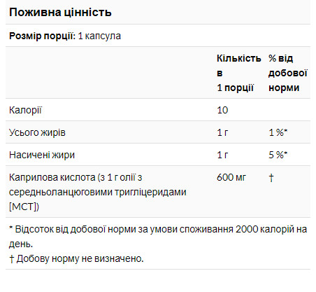 Рідина Caprylic Acid 600mg - 100 sgels 100-33-7002879-20