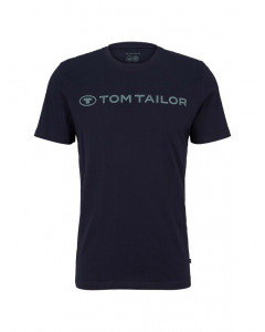 Футболка printed crewneck logo t-shirt 1030527XX1010668 Tom Tailor L Темно-синій 1030527XX1010668
