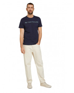 Футболка printed crewneck logo t-shirt 1030527XX1010668 Tom Tailor L Темно-синій 1030527XX1010668