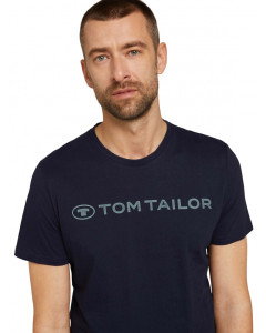 Футболка printed crewneck logo t-shirt 1030527XX1010668 Tom Tailor L Темно-синій 1030527XX1010668
