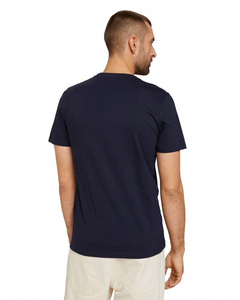 Футболка printed crewneck logo t-shirt 1030527XX1010668 Tom Tailor L Темно-синій 1030527XX1010668