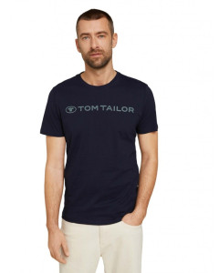 Футболка printed crewneck logo t-shirt 1030527XX1010668 Tom Tailor L Темно-синій 1030527XX1010668