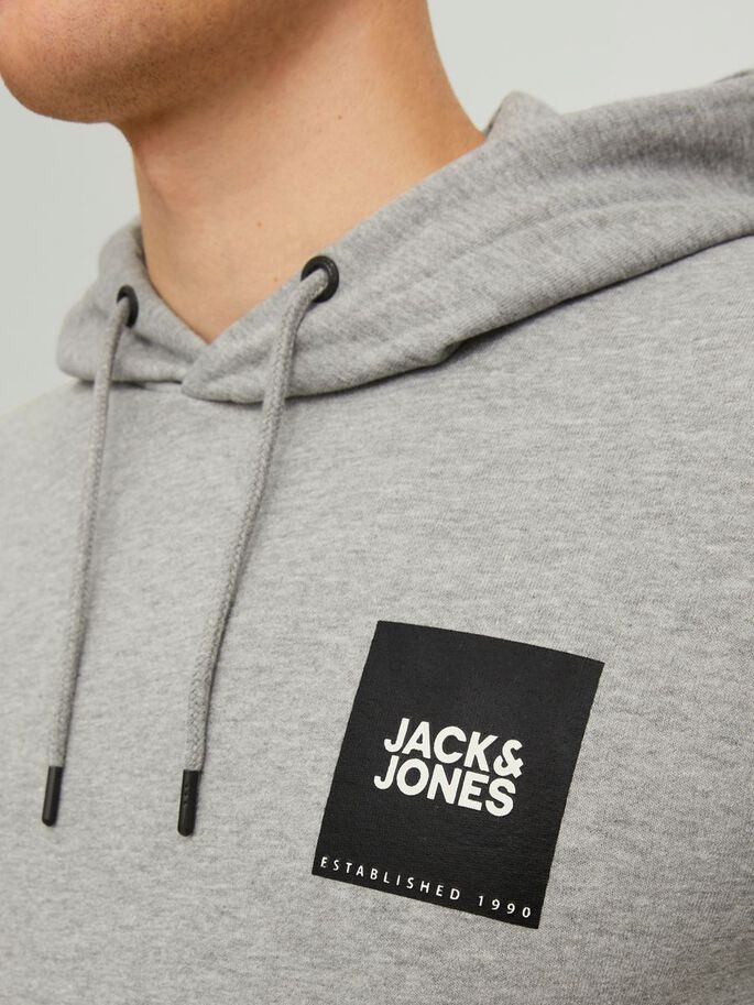 Худі JJLOCK SWEAT HOOD 12213245-Light Grey Melange SMALL Jack&Jones L Сірий 12213245-Light Grey Melan
