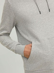 Худі JJLOCK SWEAT HOOD 12213245-Light Grey Melange SMALL Jack&Jones L Сірий 12213245-LIGHT GREY MELAN