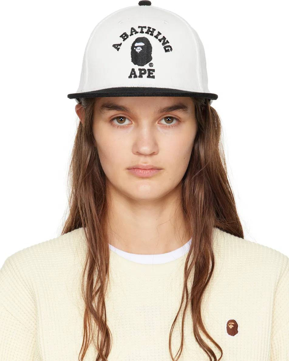 Бейсболка Cap BAPE Corduroy College Cap White 001CPJ801008M