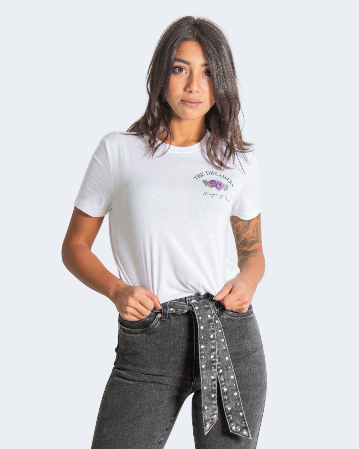 Футболка ONLKITA LIFE REG S/S WINGS TOP JRS 15247249-Bright White-Print:DREAMERS ONLY M Білий 15247249-Bright White-Pri
