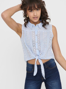 Сорочка ONLVIDA LIFE SL KNT STR BRODANG DNM SHR 15202930 Cloud Dancer ONLY 34 Блакитний 15202930CLOUDDANCER