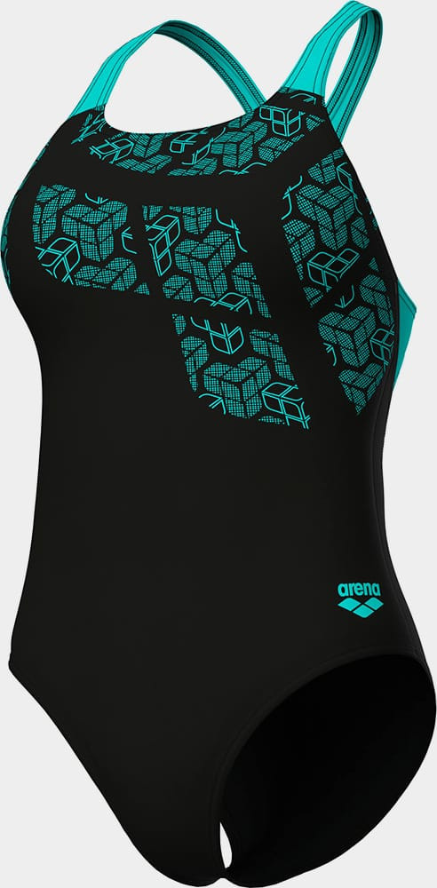 Купальник закритий для жінок Arena KIKKO SWIMSUIT SWIM PRO BACK чорний, бірюзовий Жін 40 010807-580