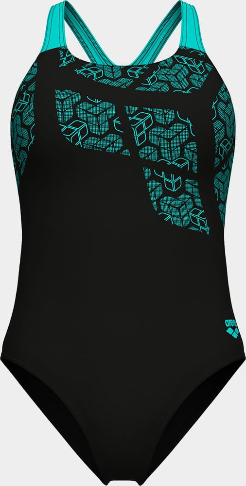 Купальник закритий для жінок Arena KIKKO SWIMSUIT SWIM PRO BACK чорний, бірюзовий Жін 40 010807-580