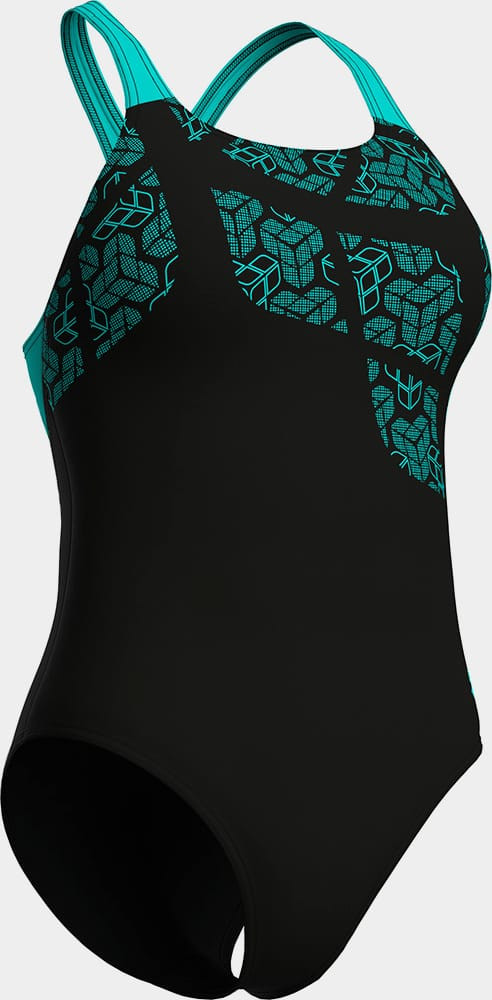 Купальник закритий для жінок Arena KIKKO SWIMSUIT SWIM PRO BACK чорний, бірюзовий Жін 40 010807-580