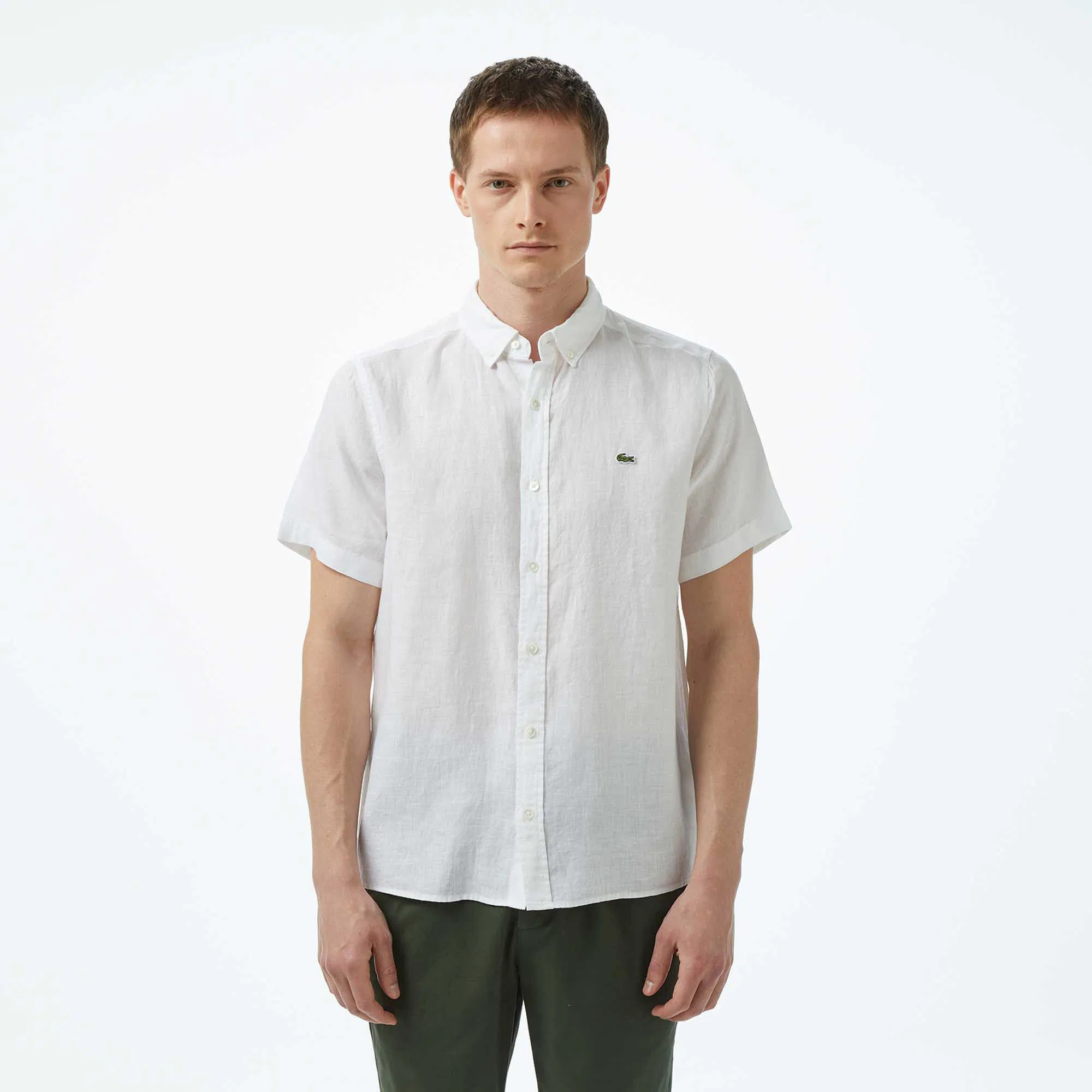 Сорочка чоловіча Lacoste Short Sleeve Linen Shirt White CH5699T001 39 CH5699T001