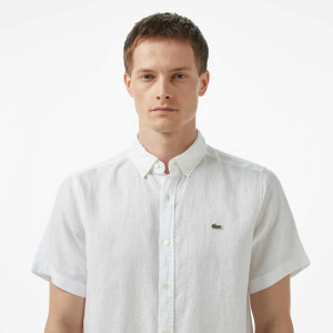 Сорочка чоловіча Lacoste Short Sleeve Linen Shirt White CH5699T001 39 CH5699T001