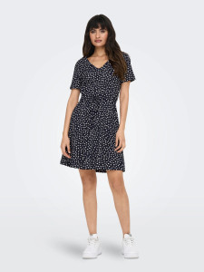 Сукня ONLMAY S/S V-NECK SHORT DRESS JRS NOOS 15286935-Night Sky-AOP:Lea flower ONLY L Темно-синій 15286935-NIGHT SKY-AOP:LE