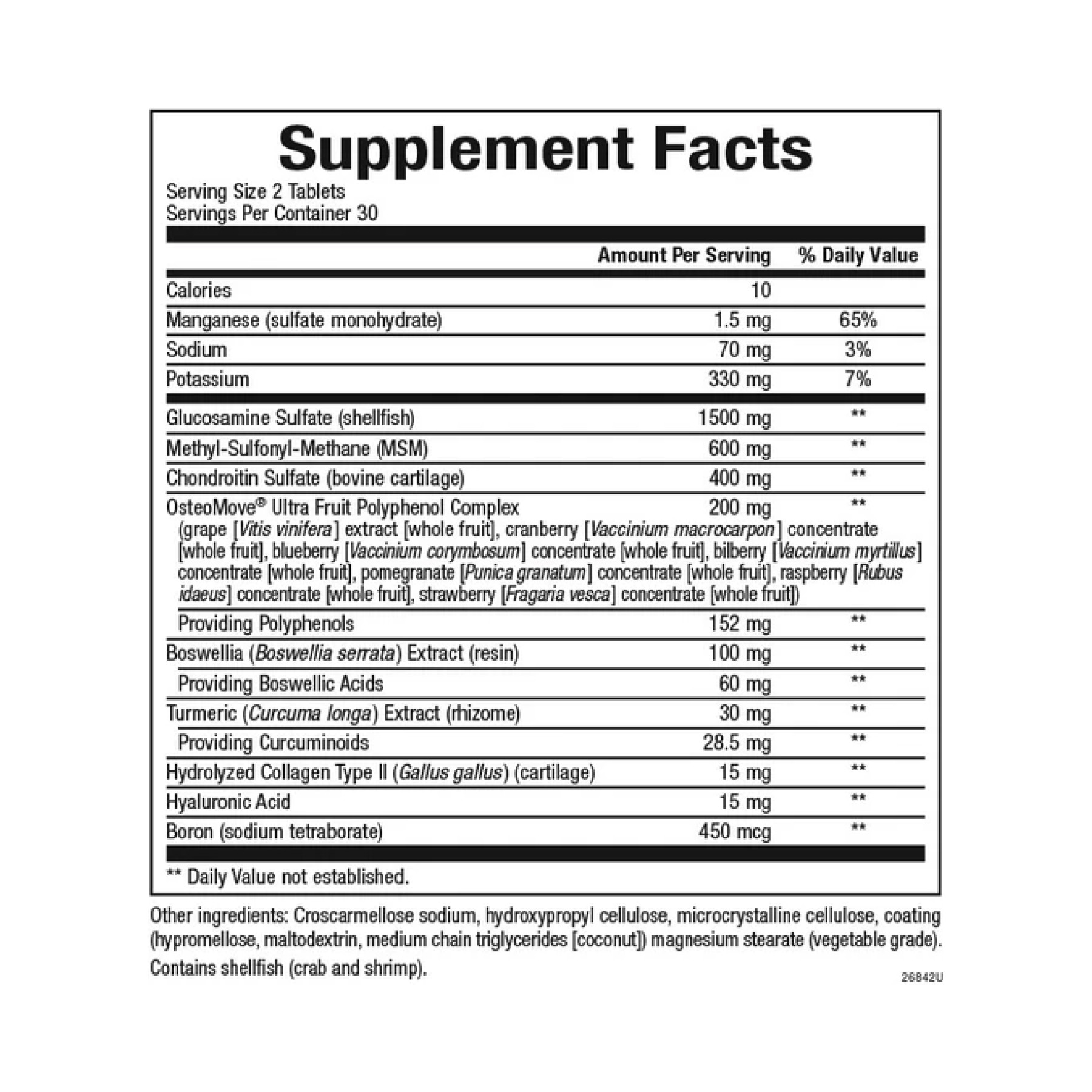 Таблетки Natural Factors OsteoMove® Extra Strength Joint Care - 120 tabs 2023-10-3828