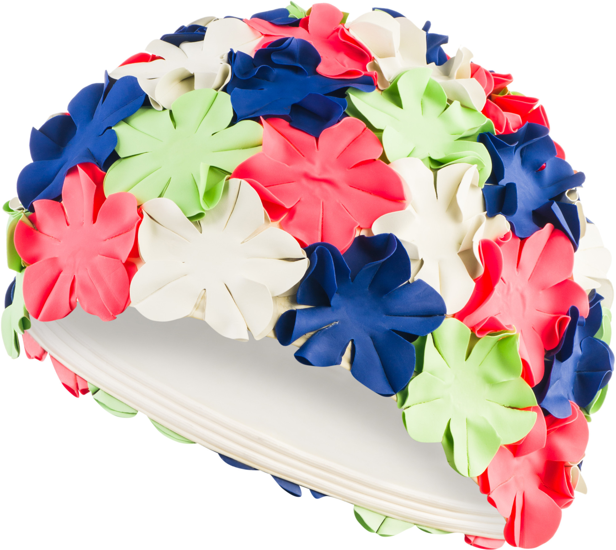 Шапочка для плавання Aqua Speed BLOOM 5704 білий, зелений, рожевий, темно-синій Жін OSFM 105-02