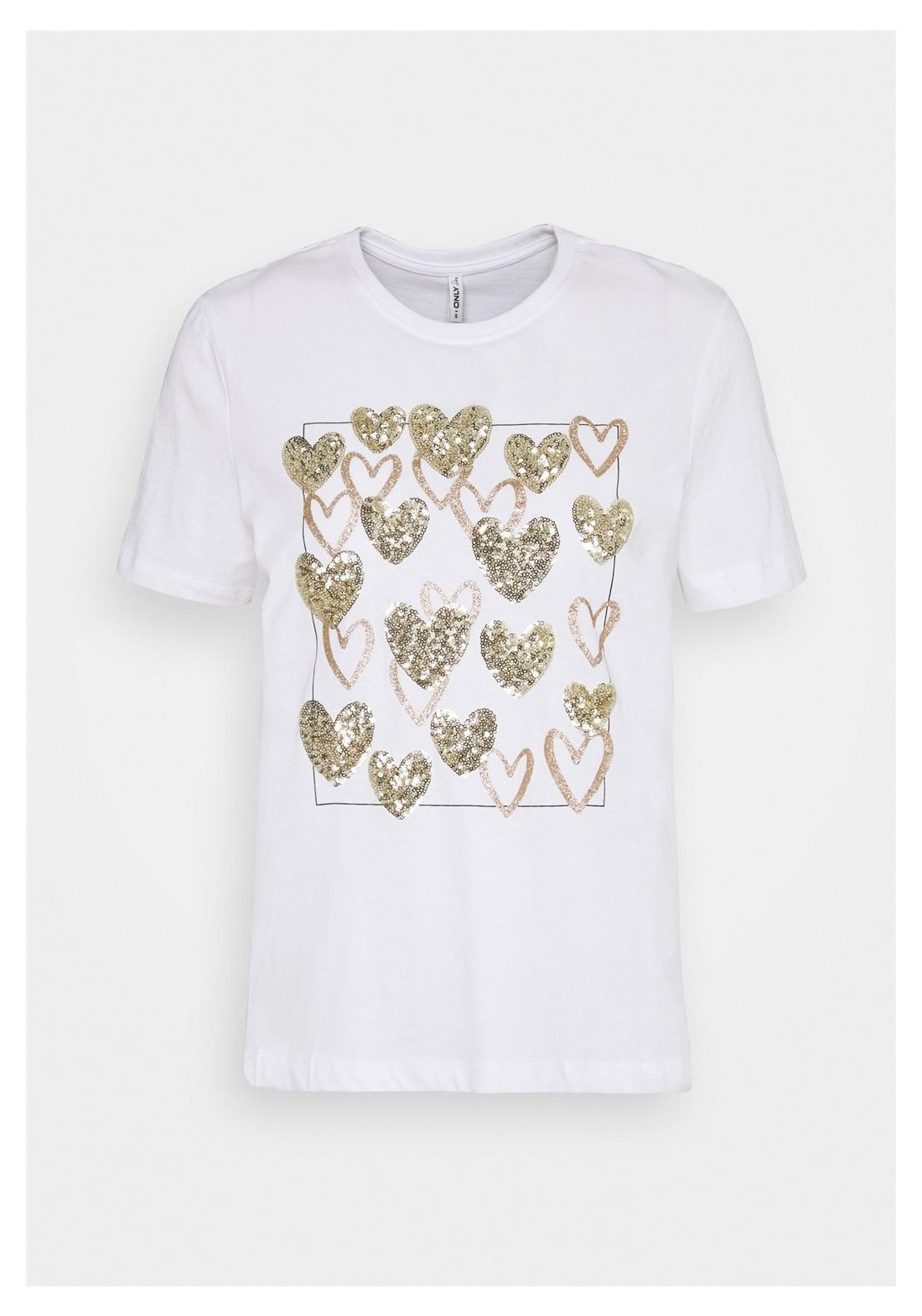 Футболка ONLKITA REG S/S LEAF/MOON TOP BOX JRS 15246473-Bright White-Print:GOLD HEARTS SQUARE ONLY L 15246473-Bright White-Pri
