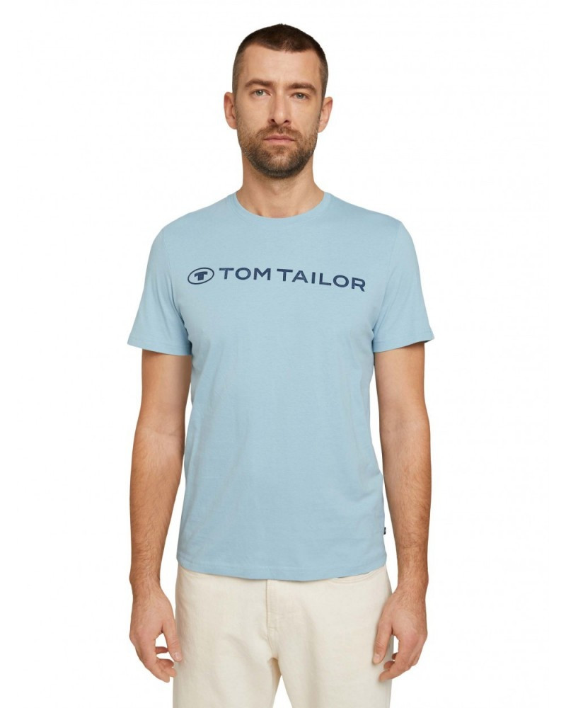 Футболка printed crewneck logo t-shirt 1030527XX1026298 Tom Tailor L Блакитний 1030527XX1026298