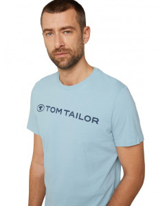 Футболка printed crewneck logo t-shirt 1030527XX1026298 Tom Tailor L Блакитний 1030527XX1026298