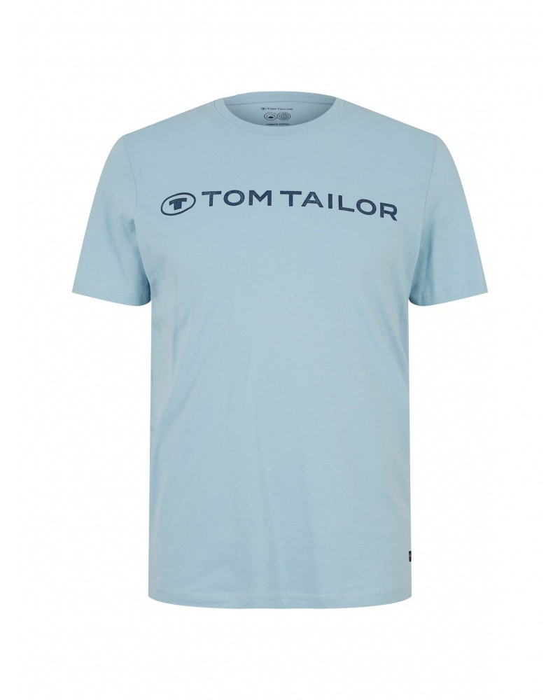 Футболка printed crewneck logo t-shirt 1030527XX1026298 Tom Tailor L Блакитний 1030527XX1026298