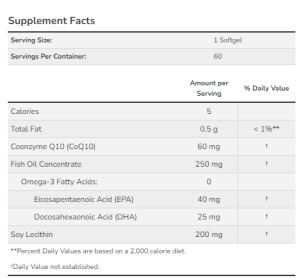 Капсули CoQ10 60mg with Omega-3 - 60 sgels 2022-10-0095