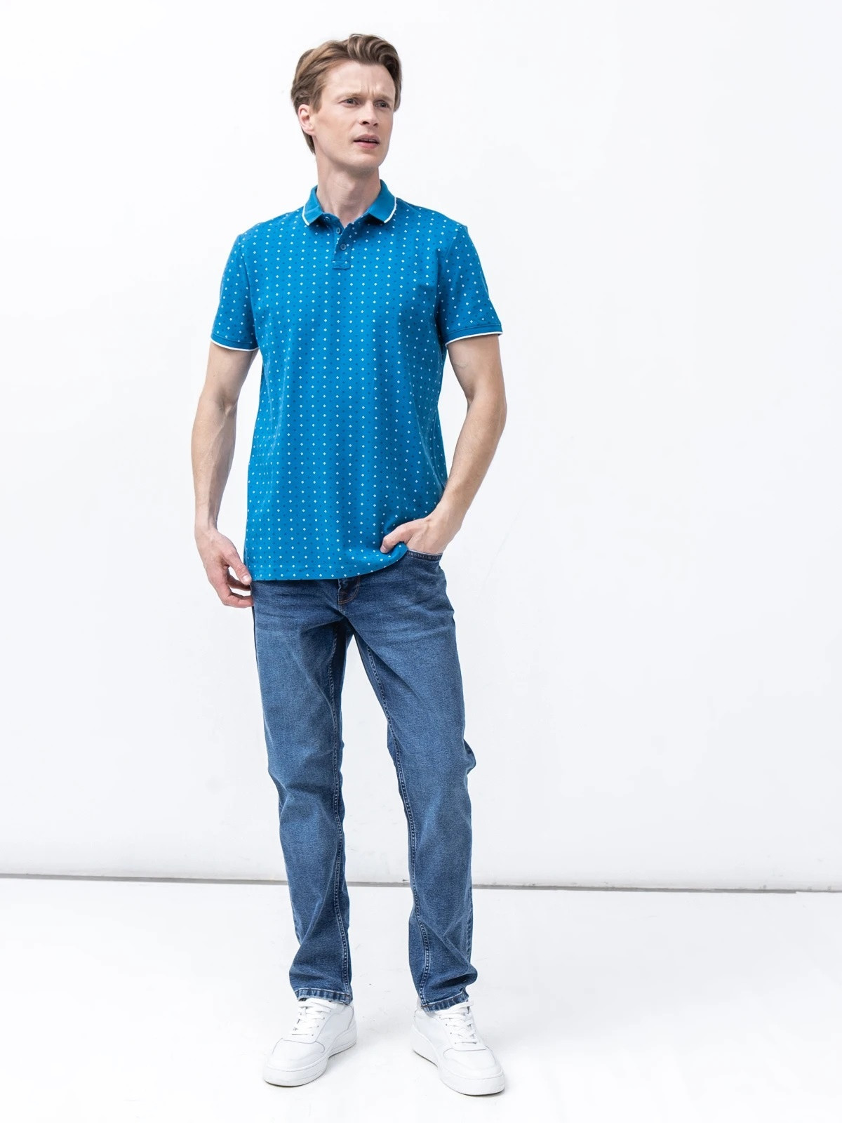 Поло alloverprinted polo 1024053-29657 Tom Tailor L Синій 1024053-29657