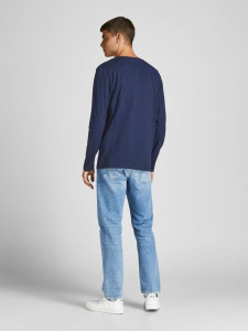 Футболка з довгими рукавами JORMASON TEE LS CREW NECK 12196647-Navy Blazer-Fit: STANDARD Jack&Jones 12196647-NAVY BLAZER-FIT: