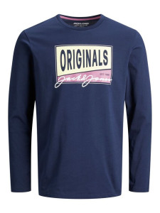 Футболка з довгими рукавами JORMASON TEE LS CREW NECK 12196647-Navy Blazer-Fit: STANDARD Jack&Jones 12196647-NAVY BLAZER-FIT: