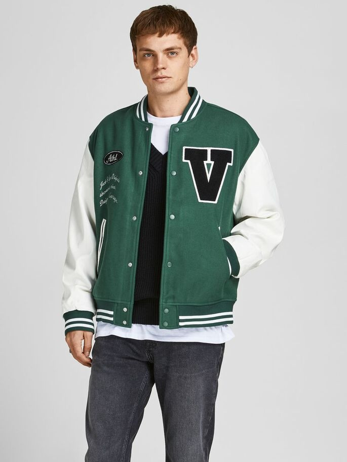 Куртка JORVARSITY BOMBER JACKET LTN 12207367-Trekking Green Jack&Jones M Зелений 12207367-Trekking Green