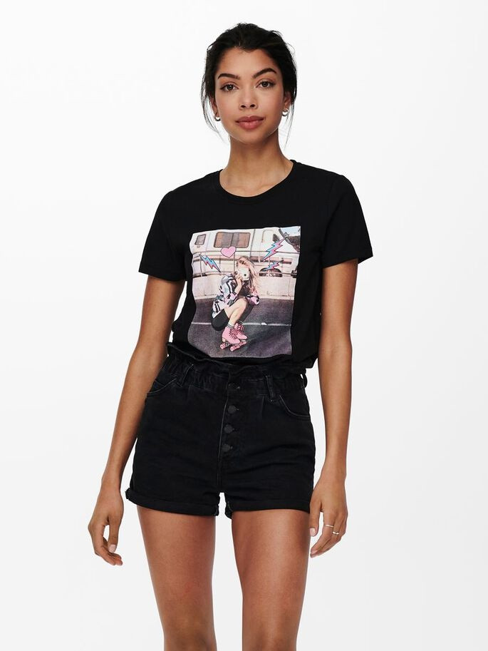 Футболка ONLLANA LIFE REG S/S PHOTO TOP BOX JRS 15228829 Black SNAP ONLY M Чорний 15228829BlackSNAP